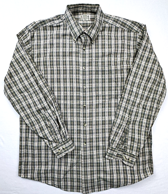 #ad Ll Bean Regular Fit Mens Shirt size L Green Plaid Button Down $16.00