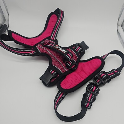 #ad BARKBAY No Pull Dog Harness Front Clip Heavy Duty With ID Tag Pouch Dark Pink $13.00
