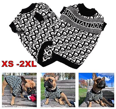 #ad Designer Dog Sweater Cristian Dogs Fashion Clothes Luxury Pet Soft Warm Pullover $18.50