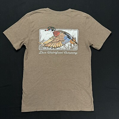 #ad DUX Waterfowl T Shirt Mens Small Brown Short Sleeve $9.74