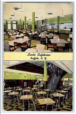 #ad c1930#x27;s Laube Cafeteria Dining Room Buffalo New York NY Dual View Postcard $19.95