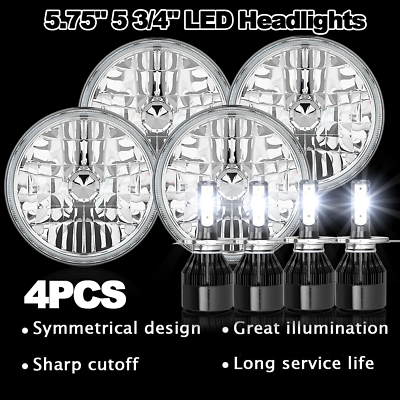 #ad 4X Round 5 3 4quot; 5.75inch LED Headlights HI LO Beam For Peterbilt 348 359 349 $135.99