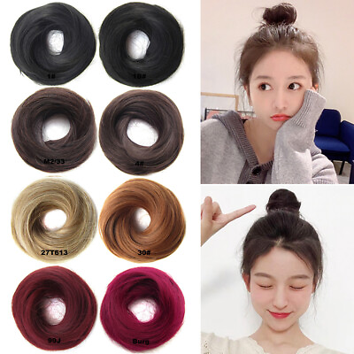 #ad US Womens Girls Donut Hair Scrunchie Natural Easy Bun Hair Piece Up Do Extension $9.75