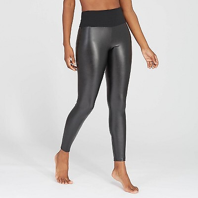 #ad ASSETS by SPANX Women#x27;s All Over Faux Leather Leggings Black M $15.99