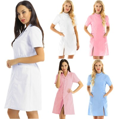 #ad Womens Hospital Nurse Doctor Scrub Lab Coat Uniform Halloween Cosplay Costumes $15.05