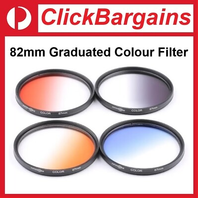 #ad Fotoworx 82mm Graduated Color Camera Lens Filter Blue Orange or Grey 82 mm AU $19.95