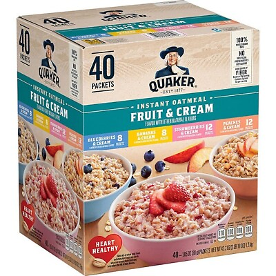 #ad Quaker Instant Oatmeal Fruit amp; Cream Variety Pack 40 pk Ready In 2 Minutes $18.97