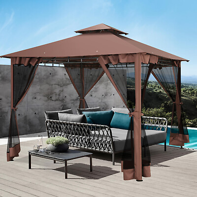 #ad 10ft X 10ft Outdoor Hardtop Gazebo w Stable Steel Frameamp;Mosquito Netting Walls: $189.99