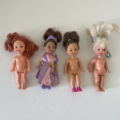 #ad Mattel Barbie Kelly Lot of 4 Dolls Including Purple Princess $13.00