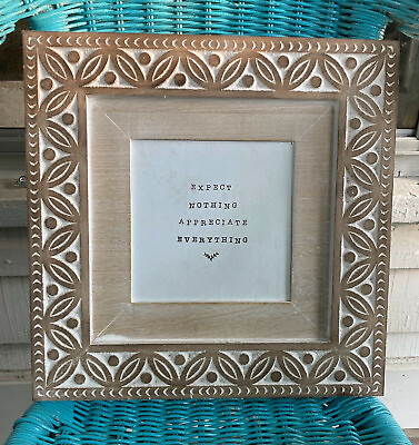 #ad Expect Nothing Appreciate Everything Wood Decor Plaque 14quot; X 14quot; Beige Offwhite $17.99