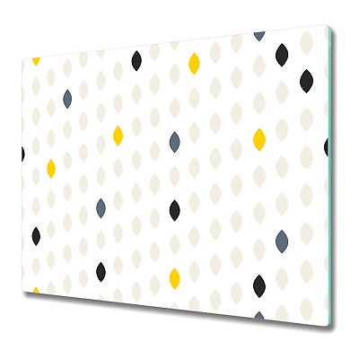 #ad Glass Chopping Cutting Board Simple drop polka dot grey and yellow shape 60x52 $46.95