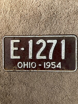 #ad 1954 Ohio License Plate E 1271 Nice $30.00