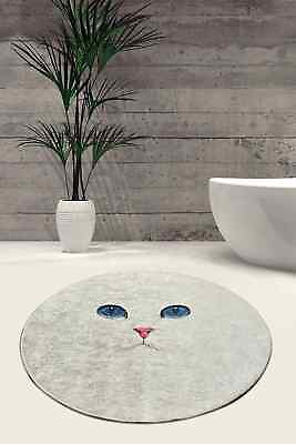 #ad Blue Eyes Cat Pattern 100x100 Cm Cute Bathroom Rug Bath Carpet $66.50