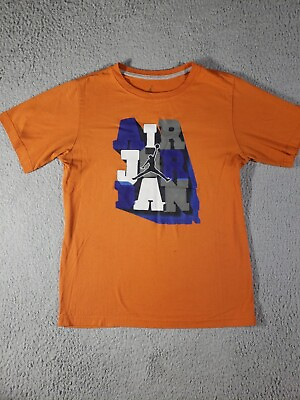 #ad Air Jordan Shirt Youth XL Short Sleeve Jumpman Orange Cotton Soft Basketball $13.99
