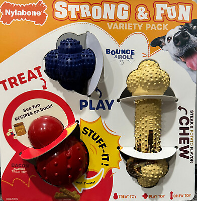 #ad Nylabone Strong amp; Fun Variety 3 pack Treat toy Play Toy Chew Toy $28.99