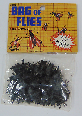 #ad Vintage Multi Toy Corp Bag of Flies HONG KONG 70 Realistic Flies NEW in pack $14.49