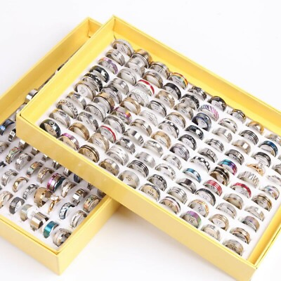 #ad NEW 30pcs MIX LOT Stainless Steel rings Wholesale Men Women Fashion Jewelry lot $9.45