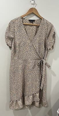 #ad Sanctuary Clothing Womens Leopard Wrap Dress Size 12 $16.99