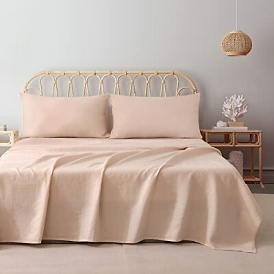 #ad 100% Linen Bed Sheets Set Size Extra Soft Washed French Linen Bed King Pink $112.48