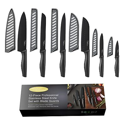 #ad Marco Almond Kitchen Knife Set KYA38 12 Piece Kitchen Knives Set with Covers... $65.73