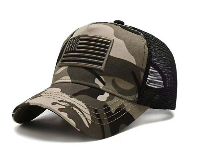 #ad USA Tactical American Flag Camo Camouflage Cap Hat Green Olive Drab Baseball $9.98