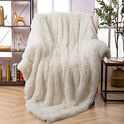 #ad Shaggy Faux Fur Blanket Plush Fuzzy Bed Throw Washable Cozy Sherpa Blanket $19.99