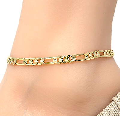 #ad Ankle Bracelet for Women Concave Figaro Chain Anklet 9quot;10quot;11quot;12quot; Small Plus $9.99