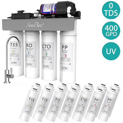 #ad SimPure WP2 400G 8 Stage UV Under Sink Reverse Osmosis Water Filter System 0 TDS $229.99