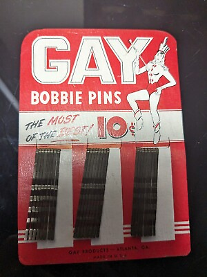 #ad Retro Design Gay Bobbie Pins Vintage 1950#x27;s Black Hair New Old Rare Antique BIN $9.99