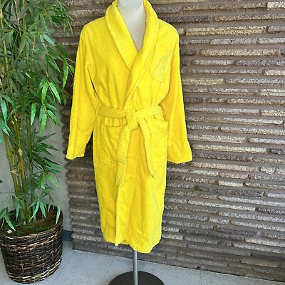 #ad Victoria#x27;s Secret Bright Yellow Cotton Terry Turkish Robe Heavy and Warm $49.96