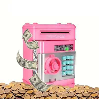 #ad Electronic kids Piggy Bank Cash Coin Box Money Saving Box ATM Toy Kid Mini Safe $18.51