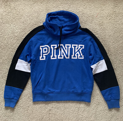 #ad Victoria’s Secret PINK Cowl Neck Sweatshirt Pullover Size XS Blue New $39.95