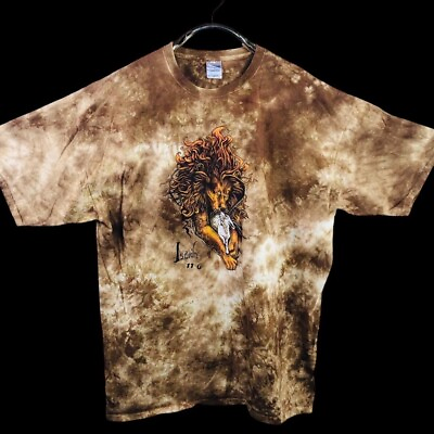 #ad Wise Dyes Religious T Shirt Adult 2X Isaiah 11.6 Brown Tie Dye Cotton Lion Lamb $74.55