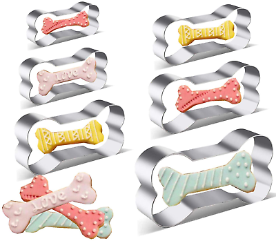 6 Pieces Stainless Steel Metal Dog Bone Shape Cookie Cutter Set Silver $10.80