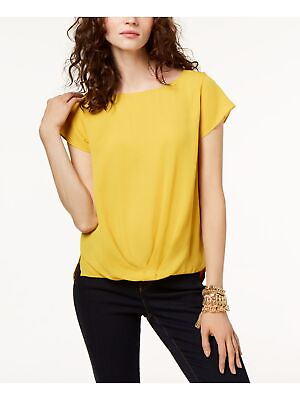 #ad INC Womens Gold Short Sleeve Jewel Neck Top Size: M $1.69