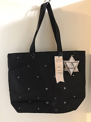 #ad Bath and Body Works Bag 2013 VIP Holiday Black Tote Sparkle Shine Bow 16quot;x13quot;x4quot; $5.53