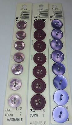 #ad Vintage Buttons 3 Sets Of Classic Brand Purple $9.99