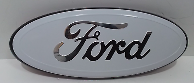 #ad Ford Emblem WHITE amp; CHROME 2005 2021 FRONT GRILLE TAILGATE 9 inch Oval Logo $24.99