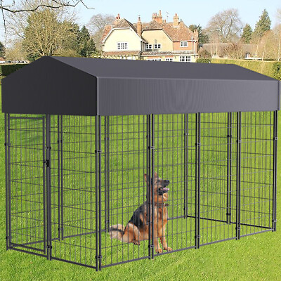 #ad Reinforced Metal Dog Exercise Crate for Outdoor Jumbo Pet Cage Fence with Cover $229.90