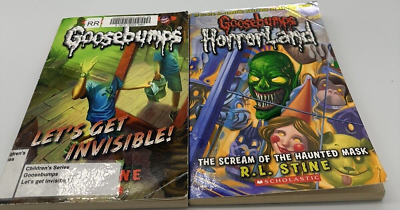 #ad Goosebumps 4 Book Lot Haunted Halloween Monster Blood Invisible Haunted Mask $8.90