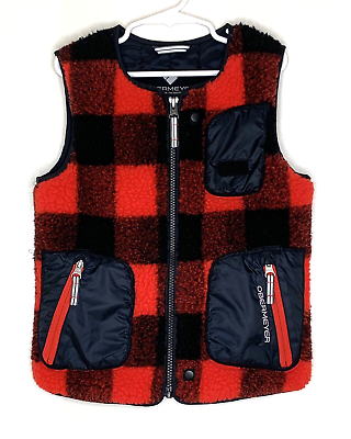 #ad Obermeyer Boys Girls Child 6 Red Black Plaid Sherpa Zip Front Explorer Vest $38.39