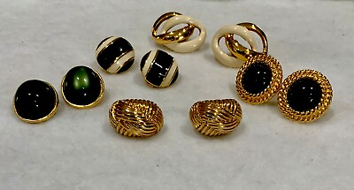 #ad Vintage Designer Clip On Earring Lot Of 5 Pair Gold Tone Excellent Condition $22.95
