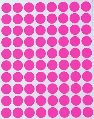 #ad Neon Pink Dot Stickers in Various Sizes 8MM 38MM Color Label in 15 Sheets $8.99