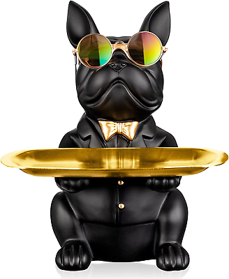 #ad French Bulldog StatueResin Bulldog Key Tray for Entryway Decor Key Holder Orga $47.99
