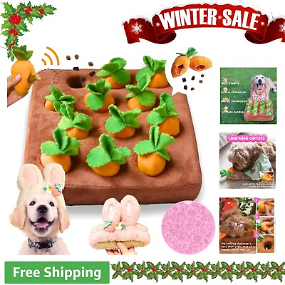 #ad Interactive Dog Toy Set 12 Squeaky Carrots Snuffle Mat Mental Stimulation $53.99