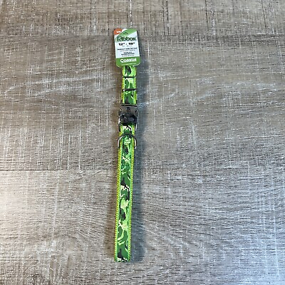 #ad NEW Coastal Pet Ribbon Adjustable Nylon Dog Collar 12” 18” Green Camo NWT S M $4.79