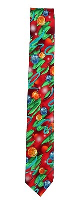 #ad Men#x27;s Jerry Garcia Christmas Ornaments Necktie Red Green Orange Blue NWT $32.95