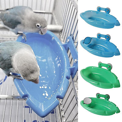 #ad Bird Water Bath Tub For Pet Bird Cage Hanging Bowl Parrots Parakeet Birdbath $10.89
