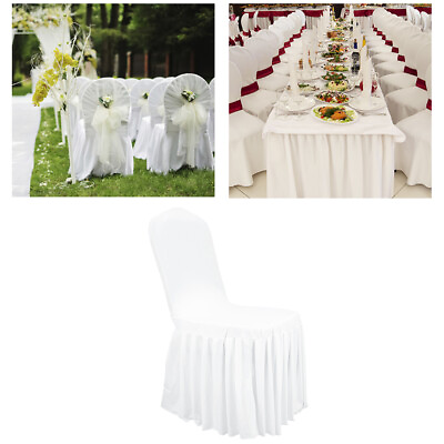 #ad Ruffled Chair Cover Wedding Decor Pleated Long Skirt Chair Slipcover Home Hotel $283.93