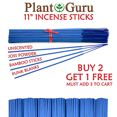 #ad 100 BLUE Unscented Incense Sticks 11quot; 100% Natural Joss Wood Punk Bulk $6.10